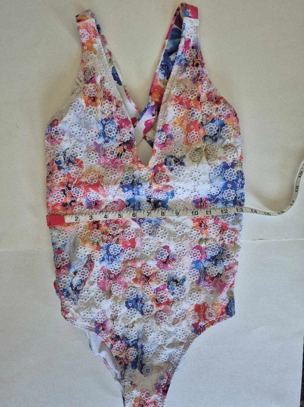 Johnny Was Swimsuit Summer Days Eyelet Crossback One Piece Size M NEW